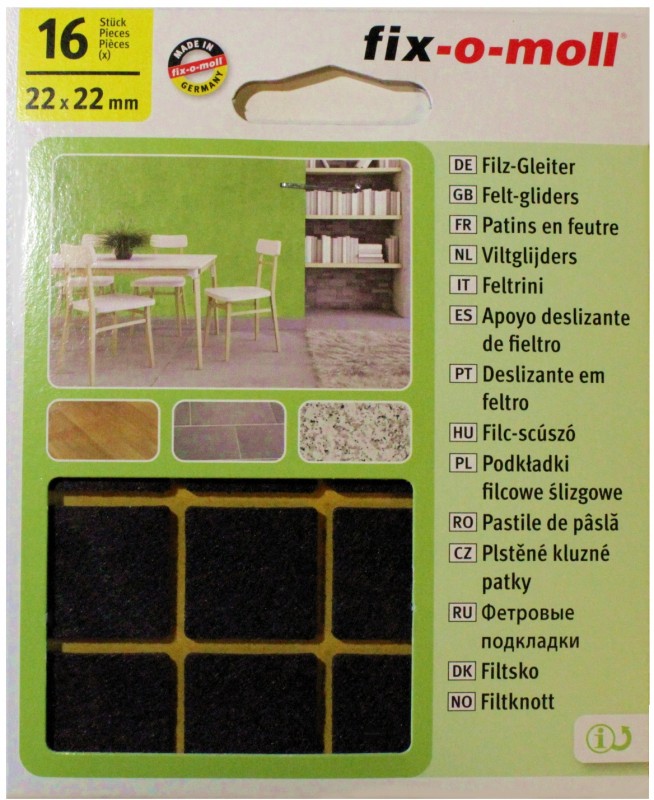 fix-o-moll Ersatz-Filzgleiter 22x22 mm